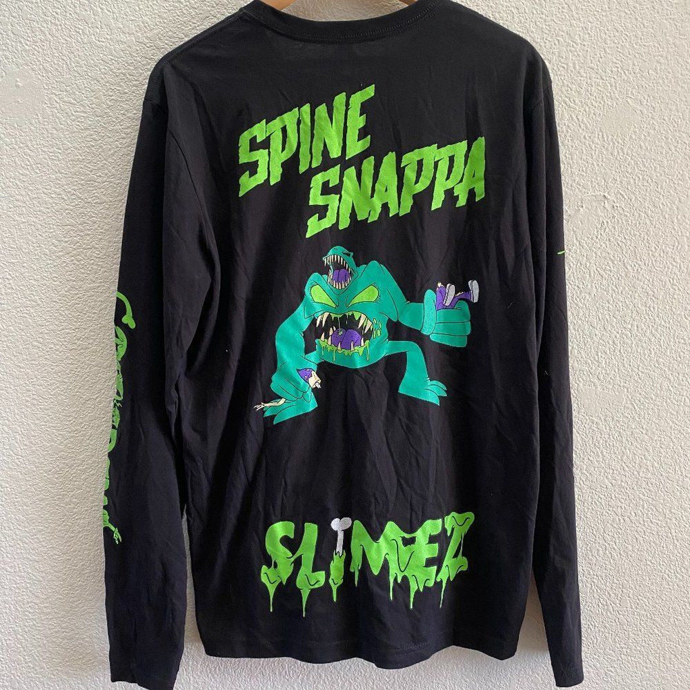 Slimez DJ EDM Spine Snappa Black Long Sleeve Shirt Men's Large